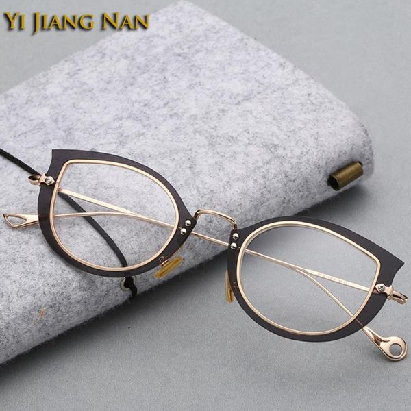 

yi jiang nan brand women fashion tr 90 frame alloy temple cat eye style myopia eyeglasses frames for female, Black