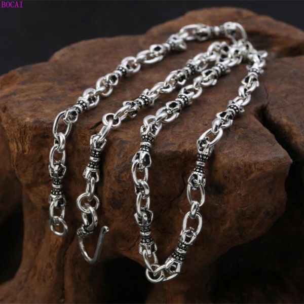 

s925 sterling silver men's and women's retro personality 4.5mm chain thai silver fashion trend pestle splicing necklace