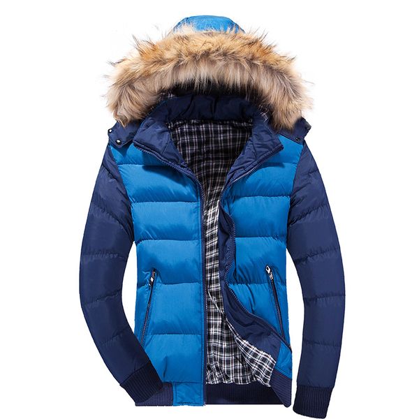 

2016 winter new style casual fashion man youth slim fit solid color thick down jacket cotton-padded clothes coat, Black