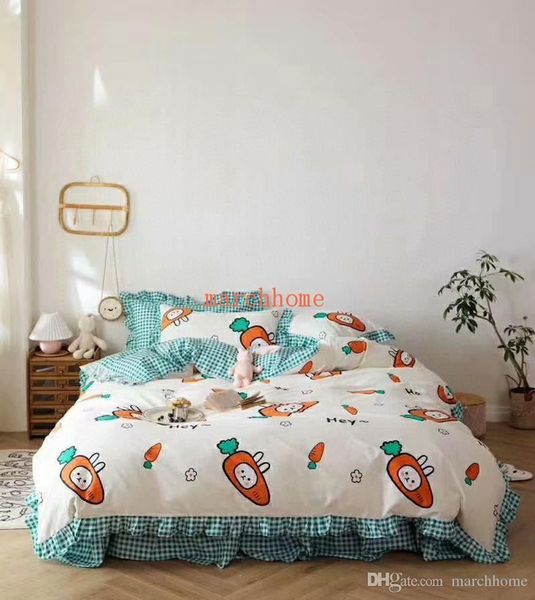 

2020 высокое качество нового хлопка bed set 4шт мода малый свежий сладкий мультфильм печати одеяло обложка four seasons принцесса стиль пост