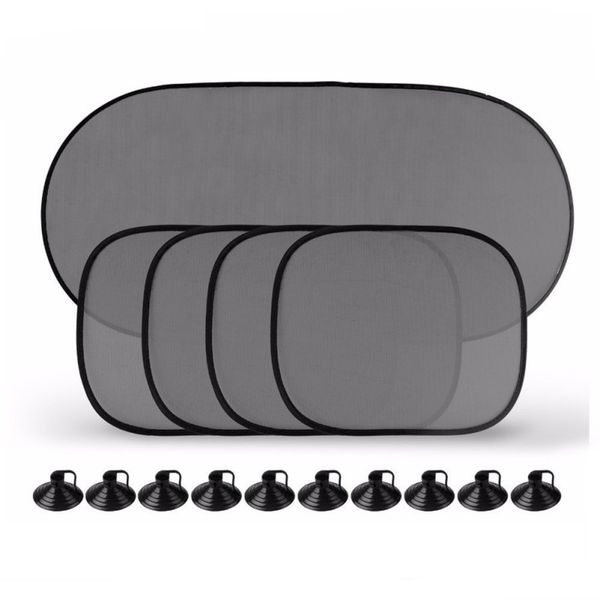 

5pcs/set black pinstripe mesh car sun visor shield front/back/side window screen windshield sunshade sunvisor auto accessories