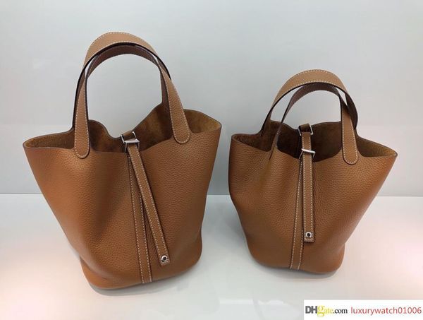 

ins fashion 18cm 22cm brand bucket totes soft cowhide genuine leather shoulder bags lady women handbag wholesale high quality