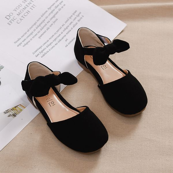 

new girls shoes 2020 kids spring summer baotou half sandals korean fashion princess shoes bowknot children' leather d65, Black;grey