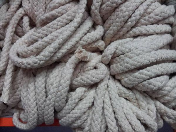 

yarn 12mm /8 strands braided cotton rope tape luggage binding outdoor accessory craft sash cord 90 meter, Black;white