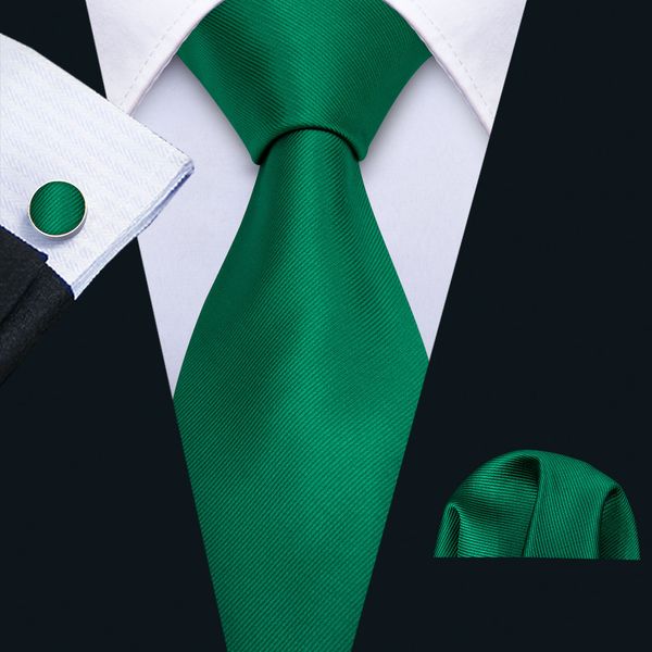 

fast shipping tie set green solid tweed men's silk wholesale classic jacquard woven necktie pocket square cufflinks wedding business n, Black;blue