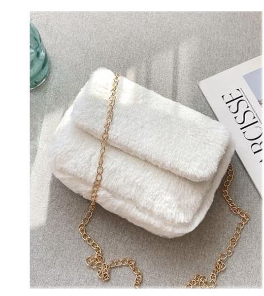 

bag female 2020 newset simple retro wild shoulder messenger bag fur ins chain lamb fur bag
