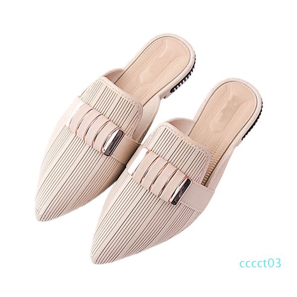 

new fashion summer slippers slides shoes metal mules shoes pointed toe slippers lady flats pointed toe women black ct03