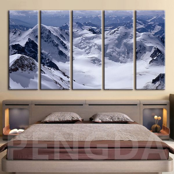 

modern decor living room modular canvas pictures modern snow mountains landscape paintings wall art framework hd printed poster