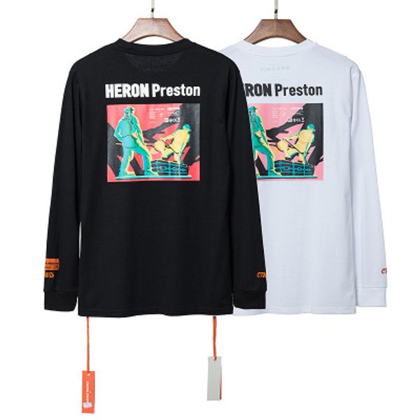 

2019 heron preston x nasa engineers print joint men and women round collar long sleeve hombre t-shirt cartoon cotton tee shirt homme hot, White;black
