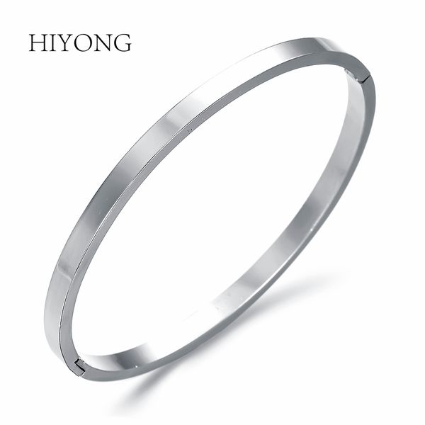 

hiyong 2019 trendy silver stainless steel coin bangle for women fashion closed-loop bracelet bracelets feminine daily jewelry, Black