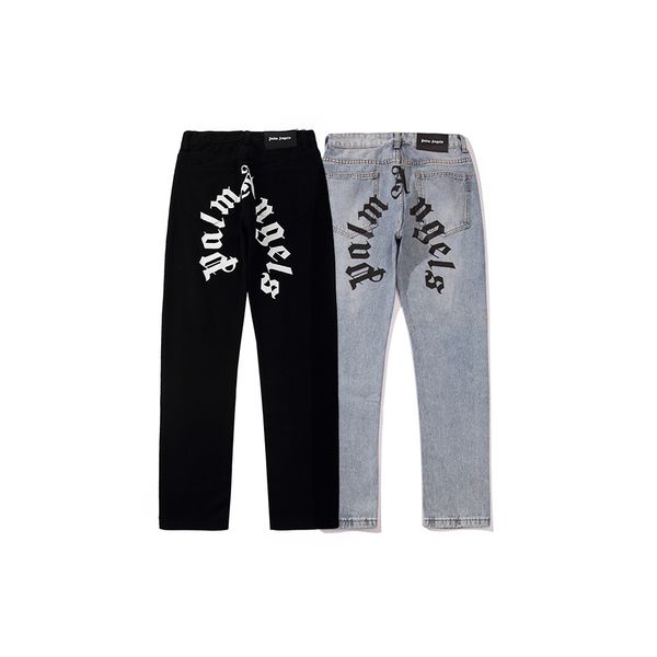 

2020ss spring and summer new palm pa angels washed jeans letter printed men's casual jeans trousers 01, Black
