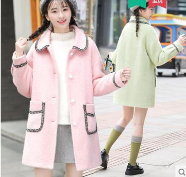 

princess sweet lolita coat winter imitation mink plush and cotton coat junior high school students' thickened lxzl026, Black