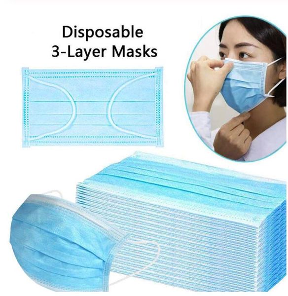 

fast ship in stock 50pcs/lot disposable mask-unvalved face maschere multi-layer protection face mask mascaras wholesale