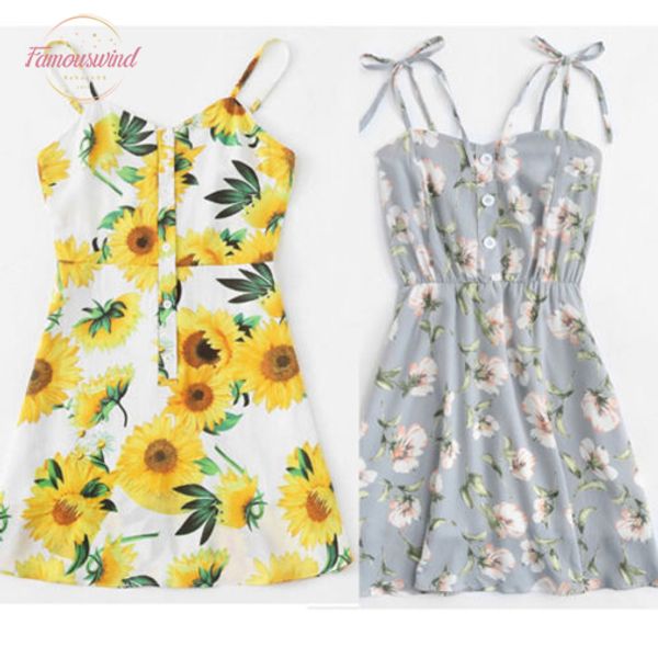 

2020 womens boho floral dress ladies chiffon summer party evening beach short mini dress sundress new in fashion, Black;gray