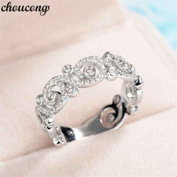 

choucong handmade female flower ring 925 sterling silver engagement wedding band rings for women diamond jewelry, Slivery;golden