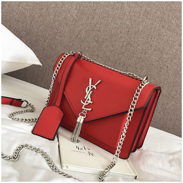 

малый ck пакет 2019 из натуральной кожи одного плеча пакет цепи western style texture кисточки посланник small square luxury сумки