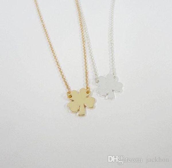 

10шт крошки four leaf clover ожерелье lucky clover ожерелье простого shamrock ожерелье для good luck день рождения подарков, Silver