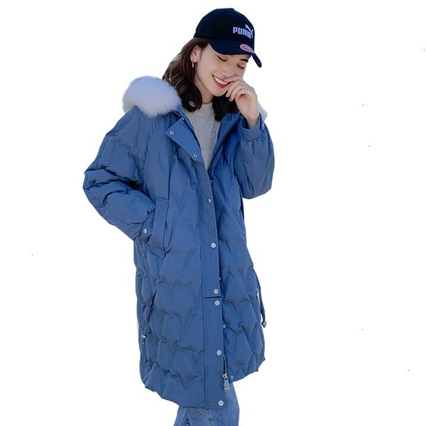 

winter women donsjack 2019 reindeer female long hooded parka with bontkraag katoen down jackets warm casual coat, Black