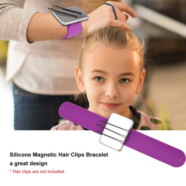 

magnetic hair clips adjustable silicone bracelet bobby pins wristband holder strap for hair styling hairdressing accessories, Golden;silver