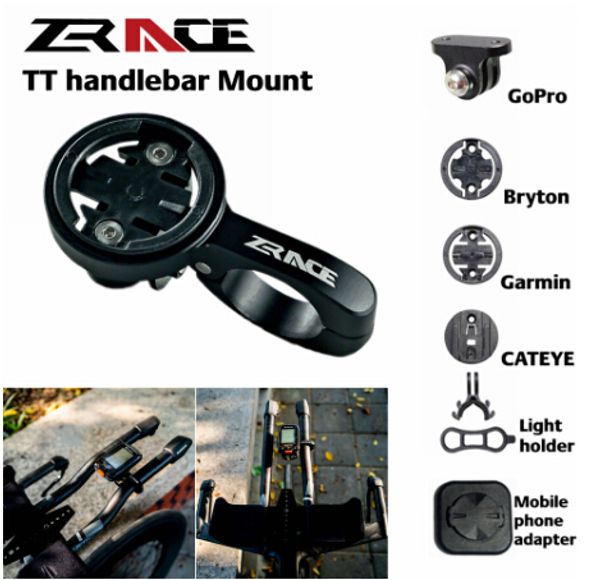 

zrace handlebar computer mount - black, out front mount holder for igpsport garmin bryton cateye camera for bike