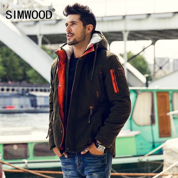 

simwood men parkas 2016 new arrival brand winter jacket men fashion thick slim casual coat mf1537, Black