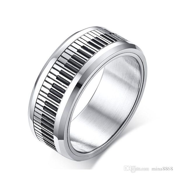 

fashion stainless titanium steel rings silver color musical piano keys rings for men women gift jewelry