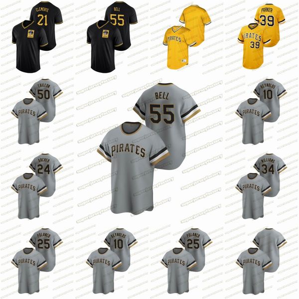 

55 josh bell 2020 season roberto clemente melky cabrera adam frazier francisco cervelli jameson taillon custom collection road jerses, Blue;black