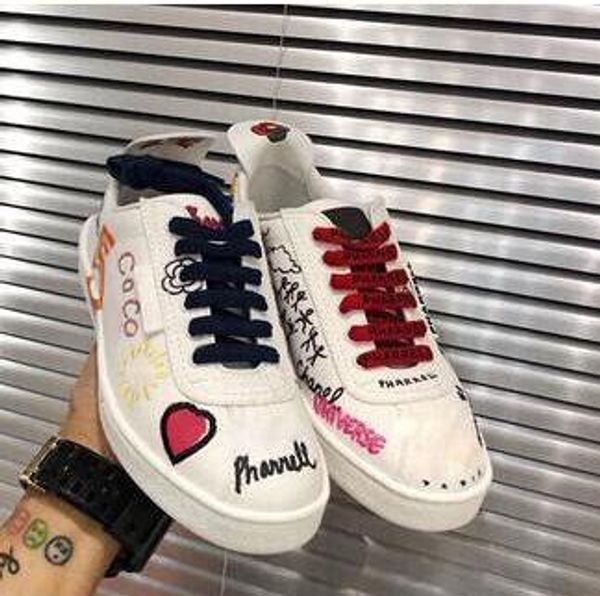 

Дизайнер повседневной обуви Женщины Холст Граффити Печатные Плоские Сапоги Диза