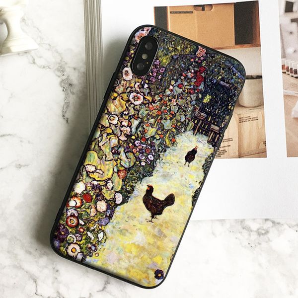 

fundas luxury chicken farm painting phone case for iphone 11 pro xs max xr 8 7 6s plus 5 se case soft black tpu silicone cover.