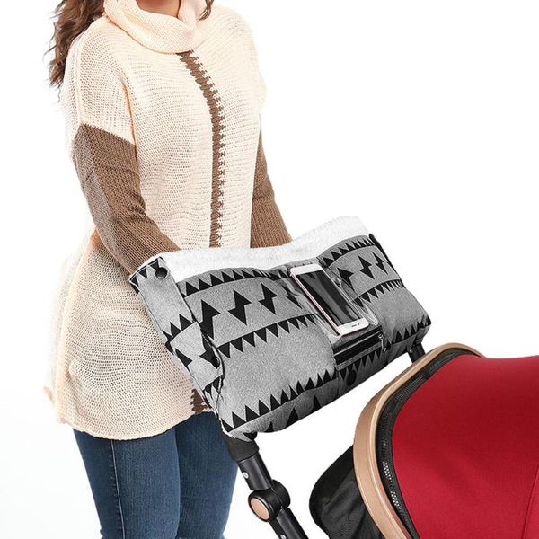 

winter warm fleece baby stroller buggy pram gloves windproof pushchair cart hand muff glove with pocket baby care mummy gloves