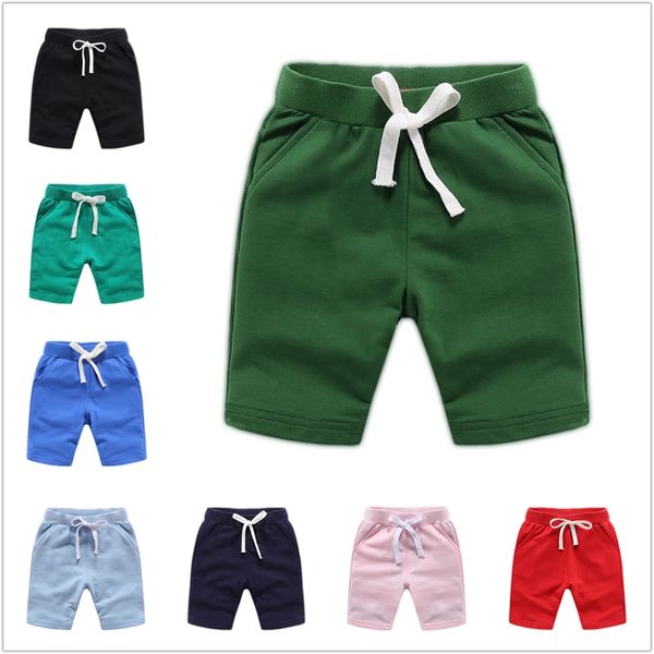 

12 colors summer children's shorts baby boys solid european and american elastic waist short pants kids shorts, Black