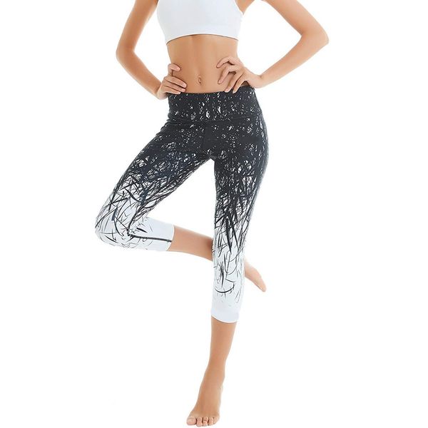 

women's printing hip high waist seven points yoga pant running sports pants training gym fitness pants leggings##, White;red