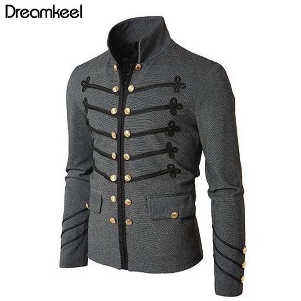 

2019 man purim victorian gothic style jacket zipper christian medieval knight coat solid middle ages male carnival clothing y, Black;brown