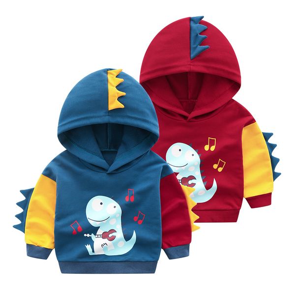 

boys autumn sweatshirt 2018 baby dinosaur clothes children hoodies baby cotton jackets 2-6 years kids clothing boys outerwear, Black