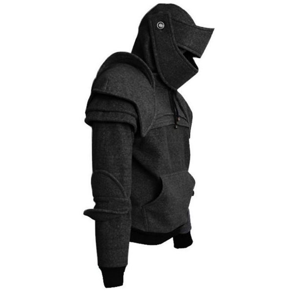 

fashion men's riding hoodie with retro mask elbows drawstring hooded sweatshirts a6he