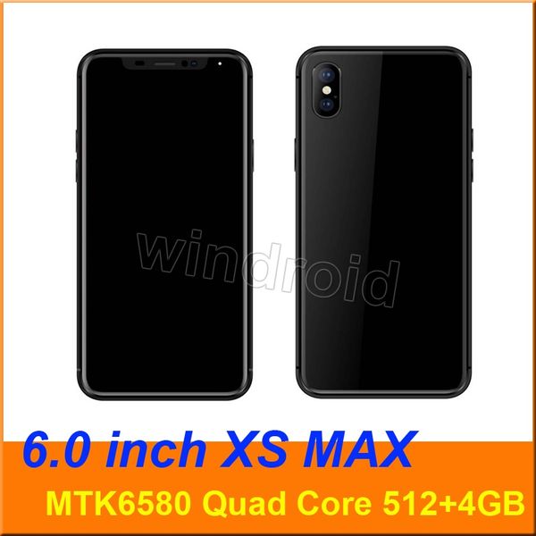 

6 inch phone XS MAX 10 Quad Core MTK6580 3G smart phone 512 4GB Android 6.1 960*480 Dual SIM CAM 5MP WCDMA gesture face unlocked mobile