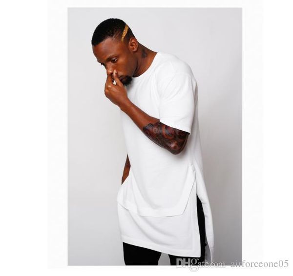 

fake 2pcs mens t shirts fashion summer hiphop short sleeved tees long white black