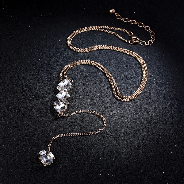 

gold color long chain necklace & pendants for women fashion jewelry simple sweater chain statement necklace accessories in box, Silver