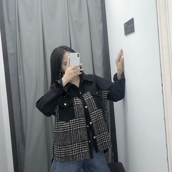 

the new winter 2019 fashion women 's clothing bag act the role of splicing jacket lady' s coat u7-26468, Black;brown