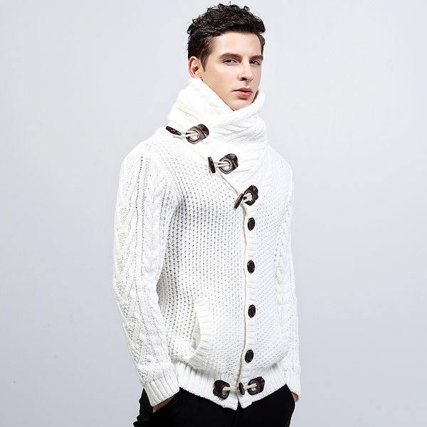 

2019 men's hombre sweater coat fashion autumn winter thick warm knitwear jacket outwear cardigan casual fashion, White;black