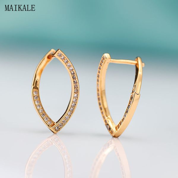

maikale cute geometric zircon stud earrings for women cubic zirconia earring oval shape alloy clip on earing korean jewelry, Golden;silver