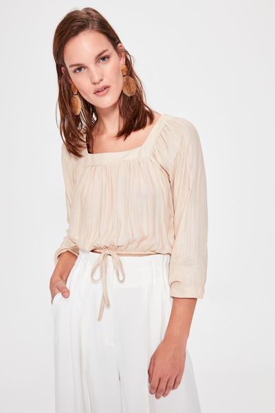 

trendyol crop blouse twoaw20bz0802, White