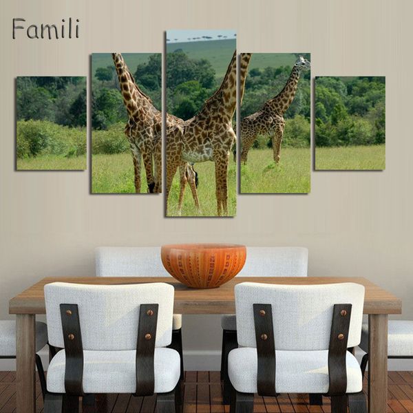 

5 картина африканских диких животных жираф картина отпечатки на холсте живопись росписи искусства для дома, живущего офис стены декор