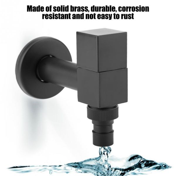 

wall mount laundry cold water tap faucet brass square washing machine faucet black bathroom accessories sale