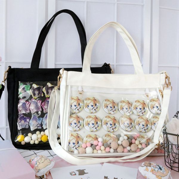 

2020 new anime soft girl ita bag japanese cute side bandage bow transparent clear handbag itabag cosplay student shoulder bag