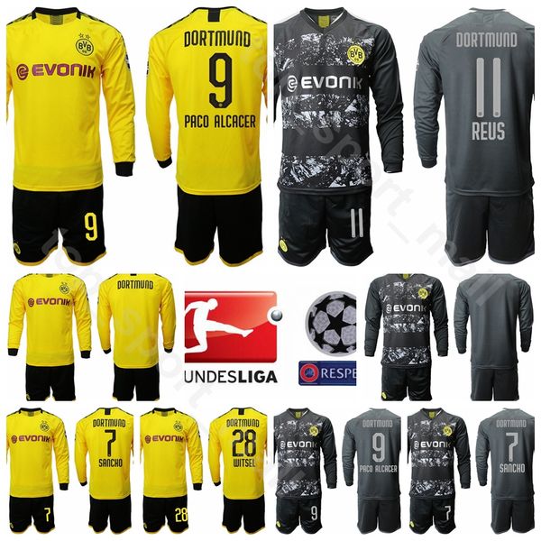 

2020 наборы shirt мужчины боруссия дортмунд с длинным рукавом 10 гётце джерси set 15 маты хуммельс 13 геррейро 5 achraf hakimi футбол, Black