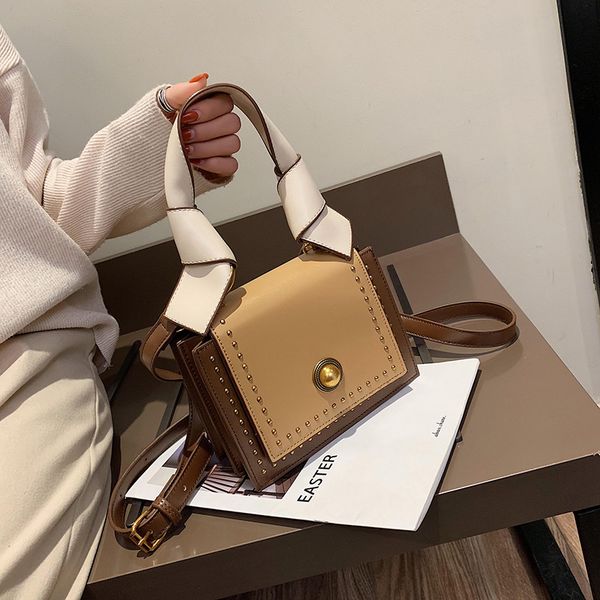 

mini riveting nail vintage messenger bag new style hand-held shoulder square sling bag