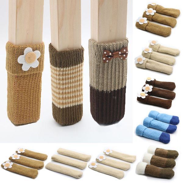 

4pcs/set 10*3.5cm anti-slip chair leg socks cloth floor protection knitting socks table legs socks furniture feet sleeve covers