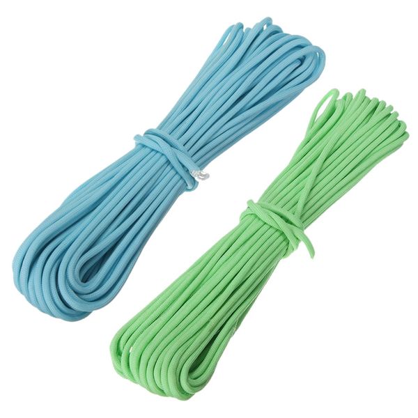 

550lb paracord parachute cord nylon luminous glow in the dark 9 core strand blue & green 2 pcs