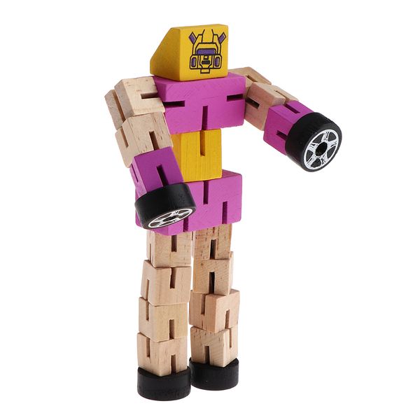 

wooden transformation robot car deformation toy assembly robot diy educational toys